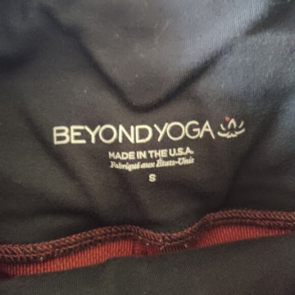 BEYOND YOGA | Maroon High Waist Horizontal Striped Yoga Leggings Chevron Ankle S - Picture 9 of 11